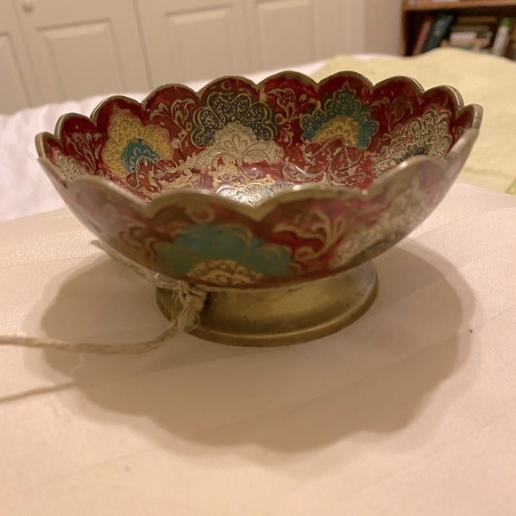 Other - Vintage cloisonné and brass bowl. Peacock in the bottom of the bowl. 4.5 x 2.5”